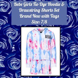 BEBE Girls Tie-Dye Hoodie & Drawstring Shorts Set 7/8